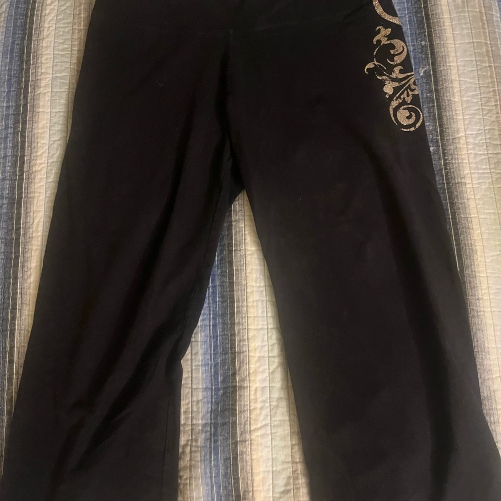 Balance Collection Black Leggings with Gold Accents